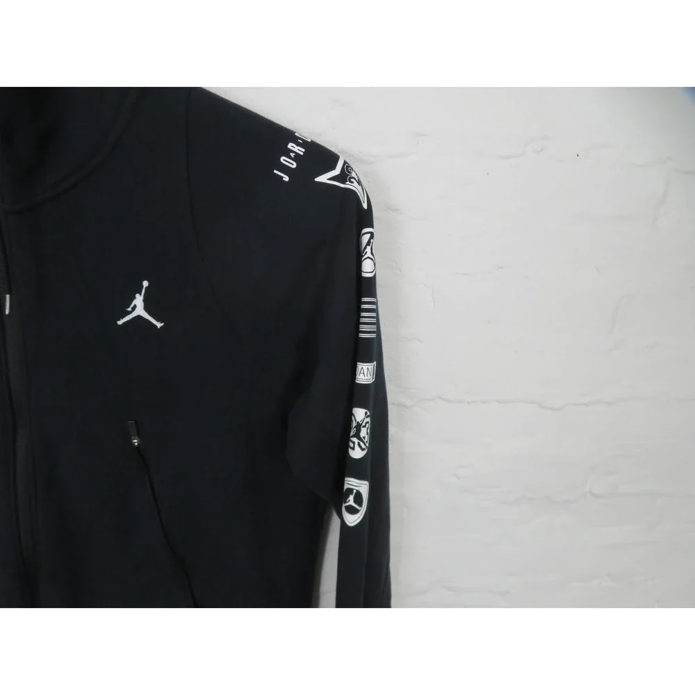 Jordan Hoodie Mens 2XL Black Full Zip Fleece Sweatshirt Jumpman Graphic Sleeve